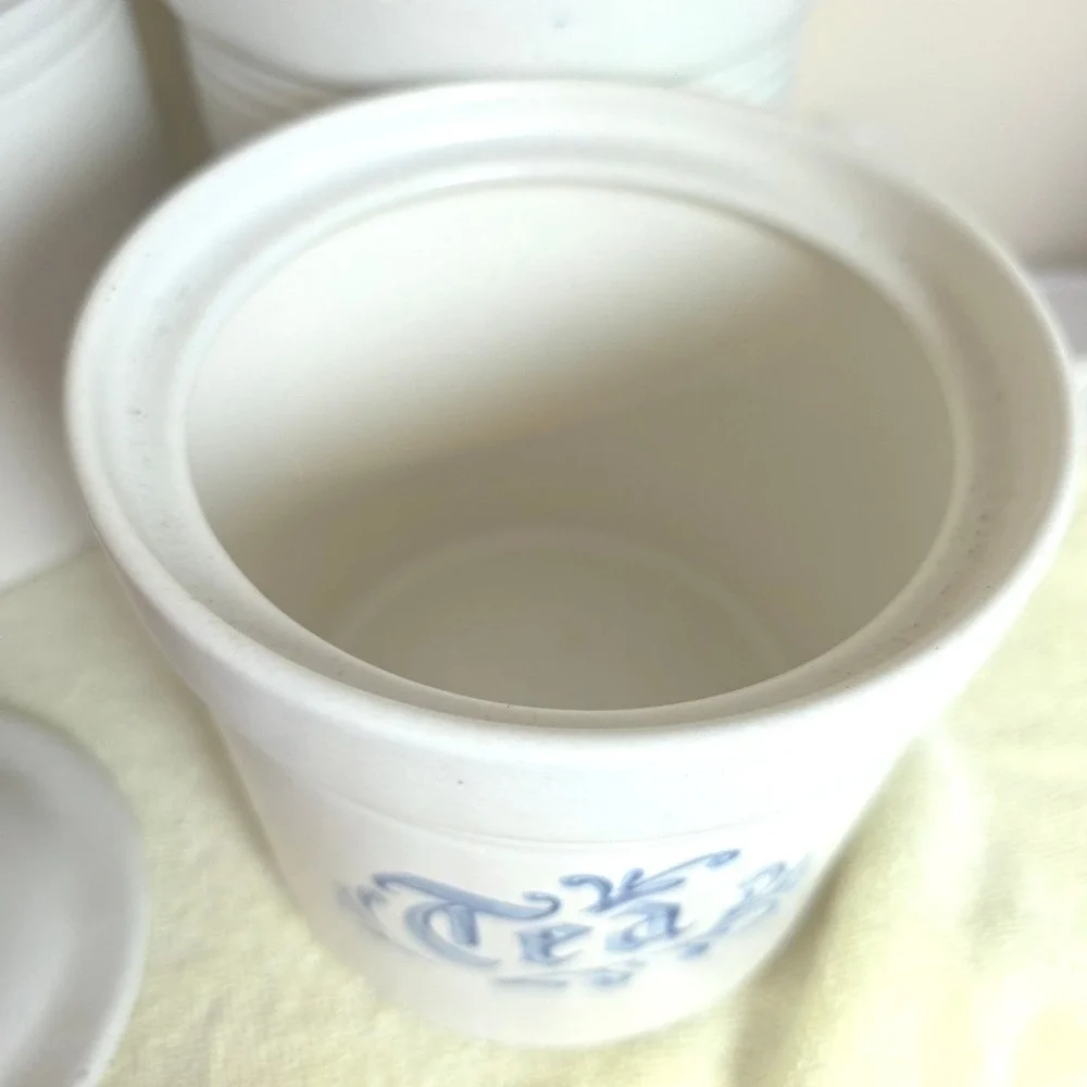Vintage Pfaltzgraff Yorktowne Blue Canister Set Flour Sugar Coffee Tea